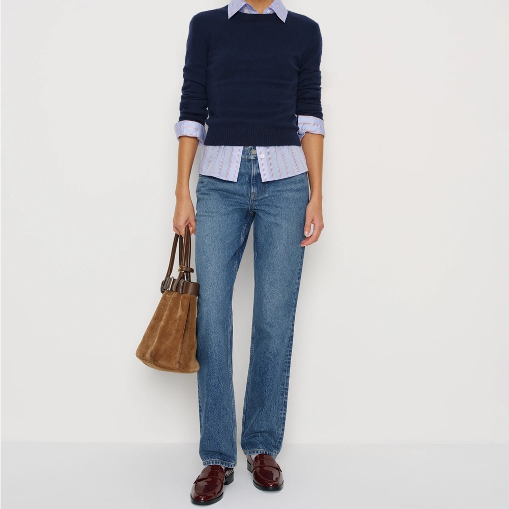 New Reformation Greer Mid Rise Straight Jeans in Pelican Blue - US size 8 (29)